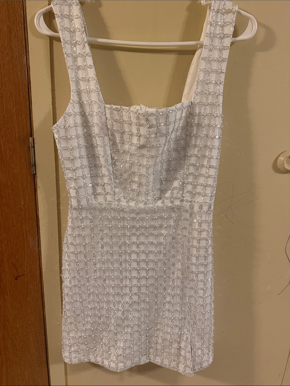 Altard State- White Embellished Sleeveless Mini Dress
